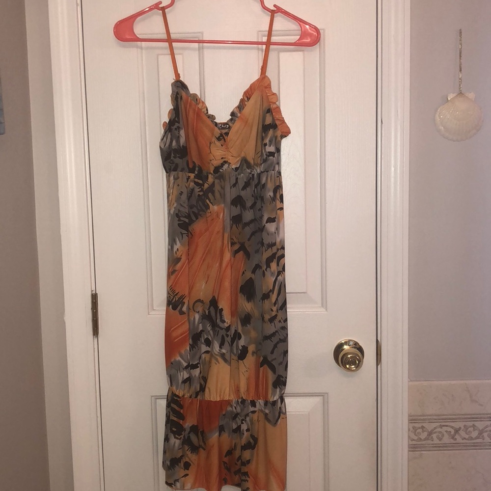 Orange cheetah print dress